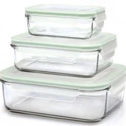 Glasslock Frischhaltebehälter Rechteckig, 3er-Set (400ml, 1000ml U. 2000ml)