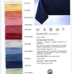 Schlitzer Leinen Tischdecke Milano Blau -Zassenhaus shop Milano Farbkarte l