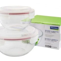 Glasslock Frischhaltebehälter Rund, Klein, 2er-Set (1000 Ml, 2000 Ml)